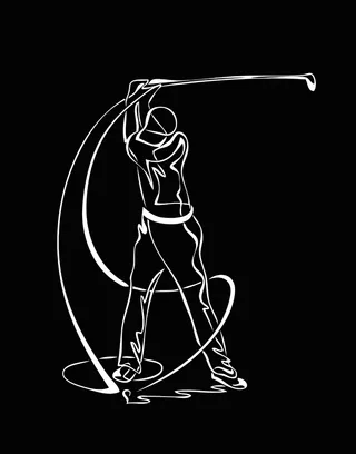 高尔夫运动员黑白人物简笔插画