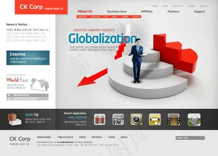 红色箭头楼梯网页psd模板 红色箭头楼梯网页psd模板