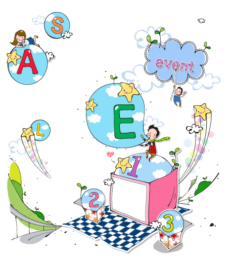 字母和孩子们eps,ai矢量模版下载