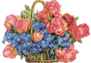 复古玫瑰花花篮图片