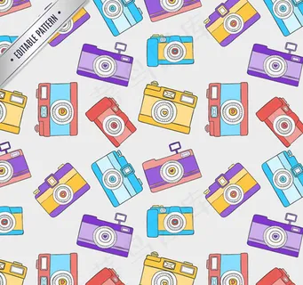 彩色照相机无缝背景矢量素材下载