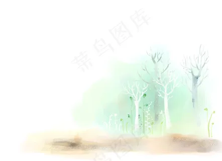 淡雅春季水彩背景PSD素材