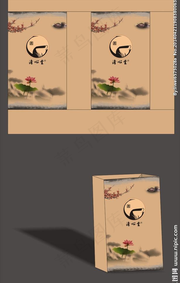 茶手提袋图片(216X360)cdr矢量模版下载