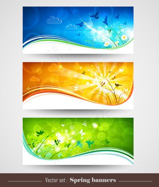 光芒四射春天banner矢量素材
