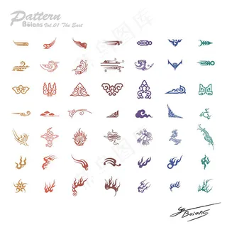 中国风系列复古花纹图案矢量图