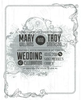 复古婚礼请柬封面矢量素材