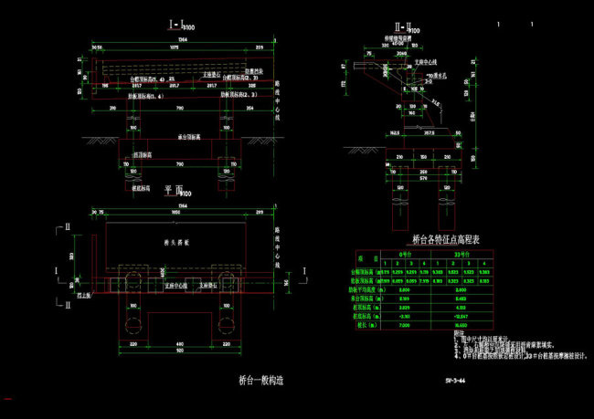 桥台一般构造cad图纸