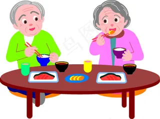 老年人吃饭矢量素材