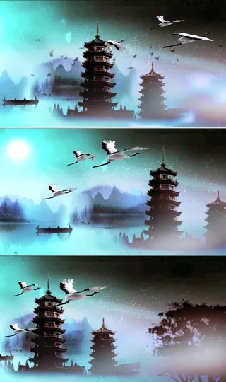 高清水墨山水背景视频