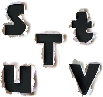 纸质撕裂效果字母矢量图