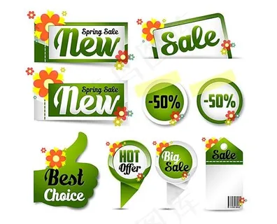 绿色标签设计矢量二