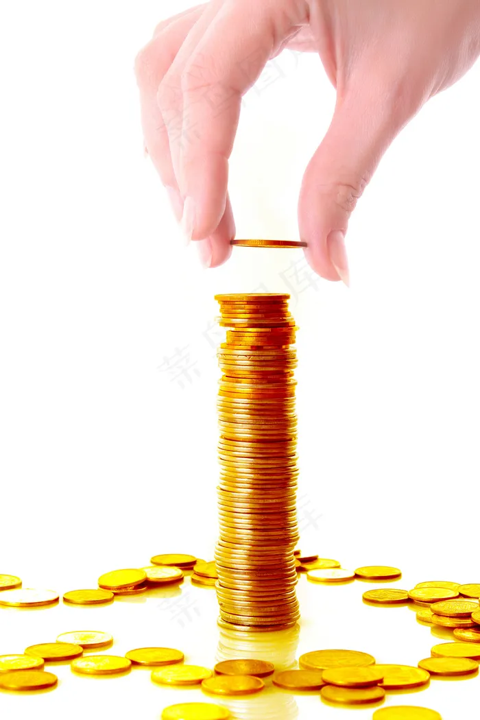 手拿储钱罐金币货币 理财保障商务金融财富增长主题