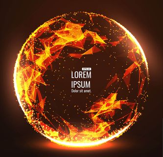 燃烧火焰不规则多边形圆环矢量素材