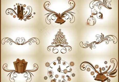 欧式花纹梦幻圣诞装饰素材图片