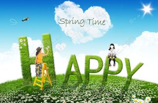 春天图片素材 快乐小女孩图片