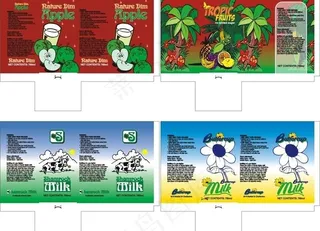 4款牛奶瓶包装设计图片