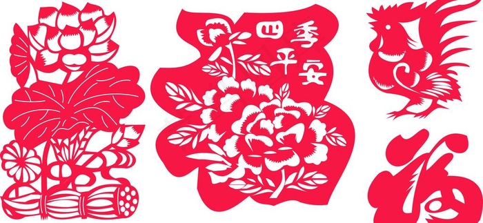 福字荷花金鸡图片