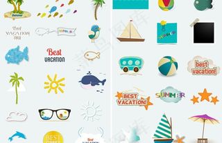 夏日海滩元素图片