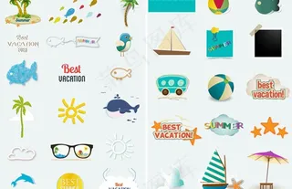 夏日海滩元素图片