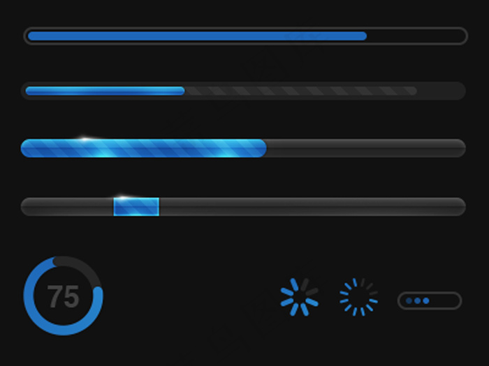 多款蓝色网页加载滑块进度条素材