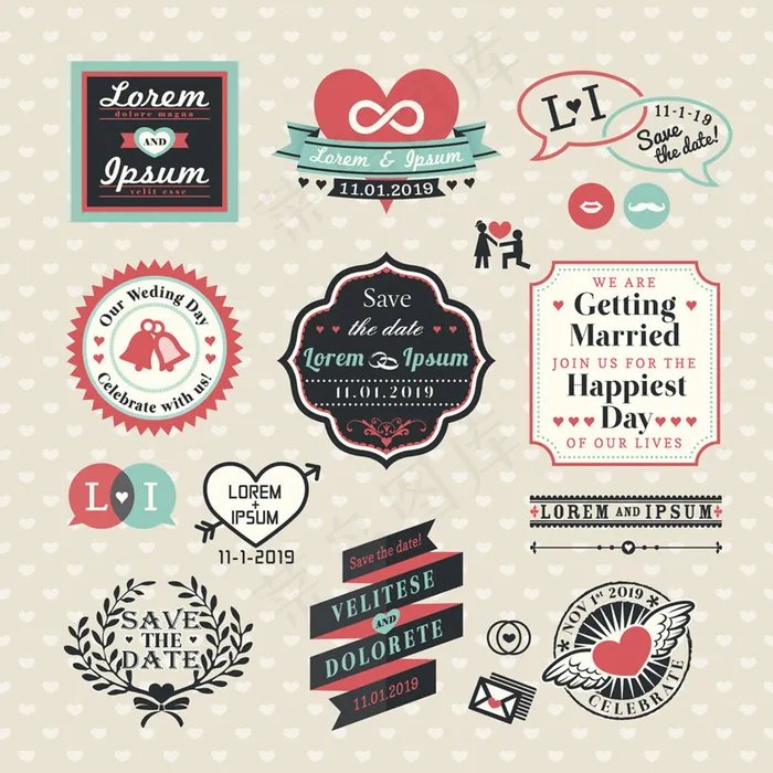 婚礼图标矢量素材eps,ai矢量模版下载