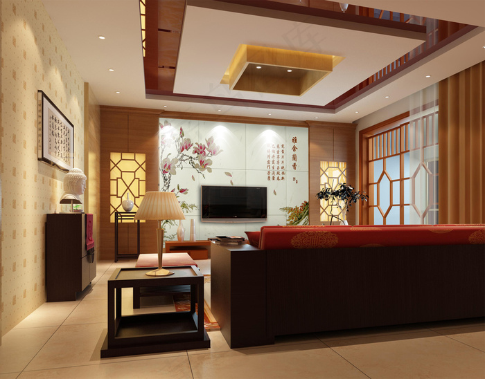 雅兰舍香电视背景墙 客厅素材