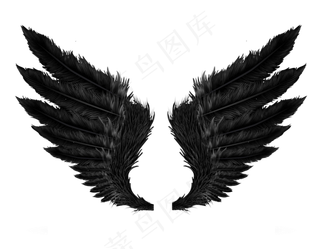 一对黑色翅膀免抠png透明图层素材