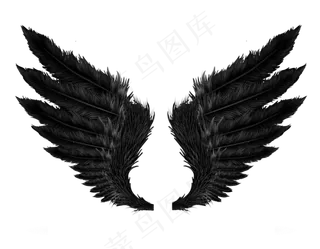 一对黑色翅膀免抠png透明图层素材