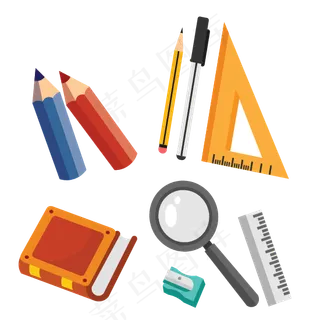 手绘卡通学生学习用品