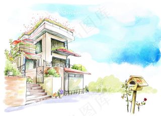 手绘别墅