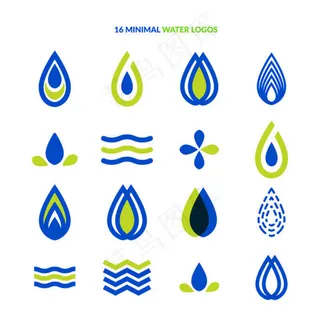 16款迷你水滴标志设计矢量素材