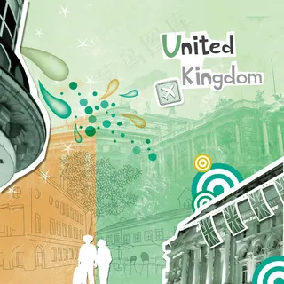 漫画英国写联合王国旅游psd素材