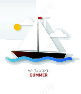 卡通帆船