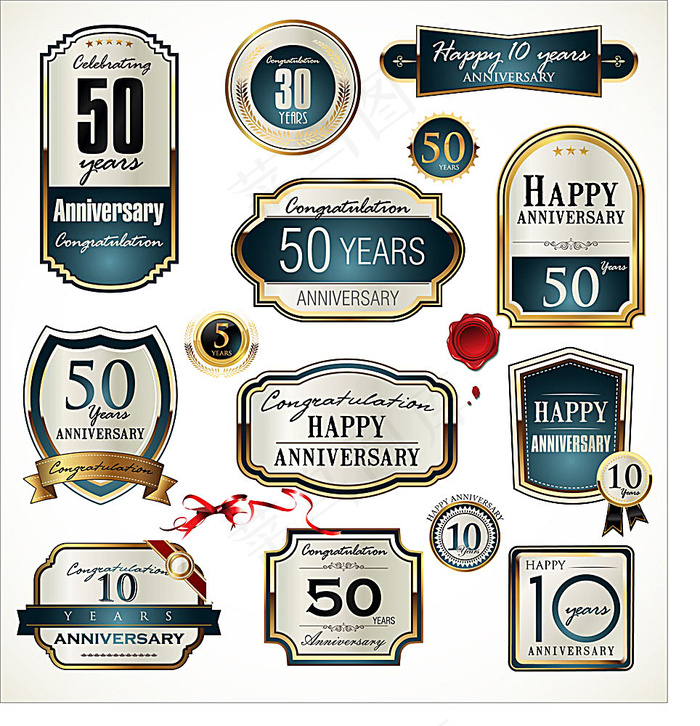 矢量结婚周年庆徽章