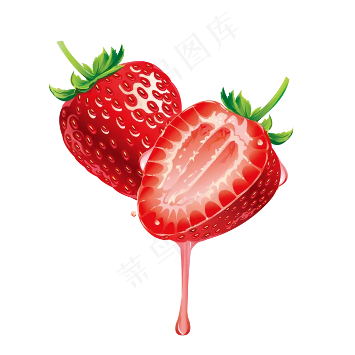 新鲜手绘草莓插画