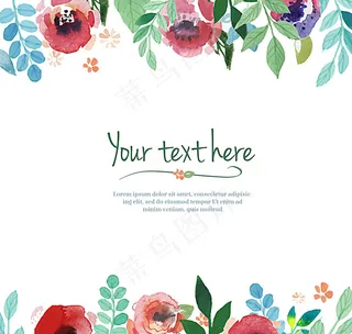 水彩花卉边框背景图片