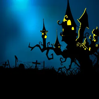 横幅或背景为万圣节晚上闹鬼的房子在...