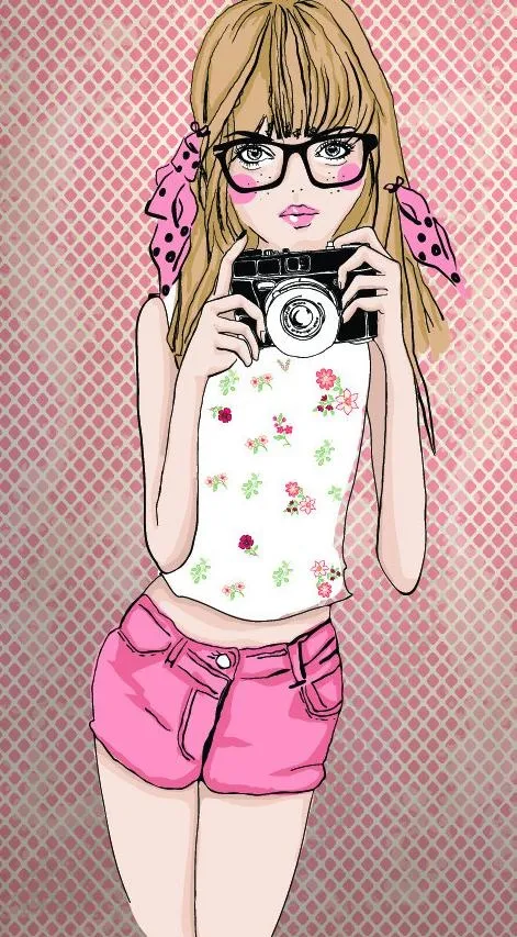 时尚插画女孩图片ai矢量模版下载