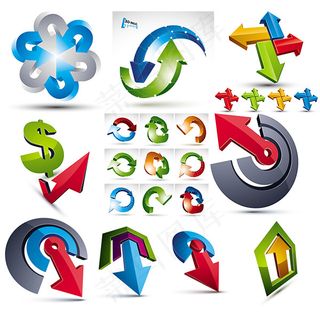 彩色立体箭头设计矢量素材