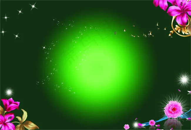 绿底金花花倒影cdr矢量模版下载
