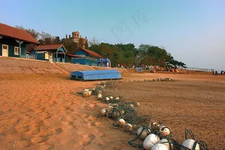 晚霞中的海滩图片