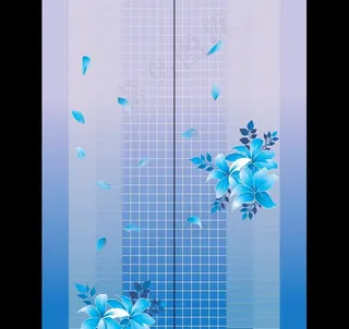 百合移门蓝色线条