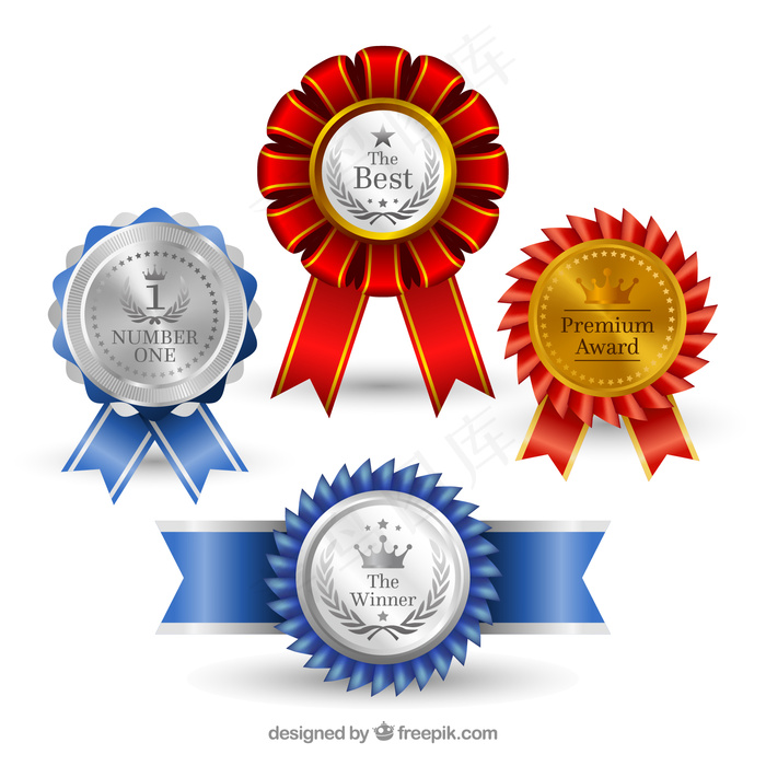 现实的奖牌，蓝色和红色的细节