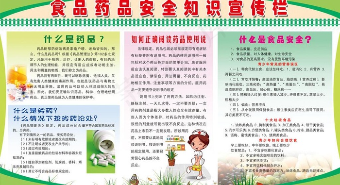 食品药品安全知识宣传栏图片(5669X3402(DPI:72))psd模版下载