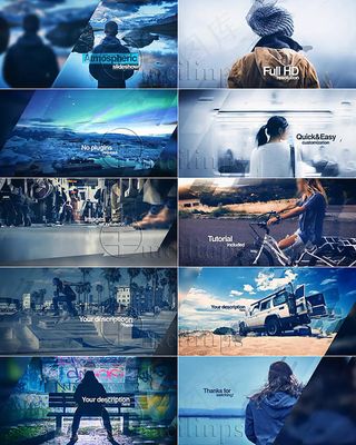 优雅的分割移动图片视差特效展示AE...