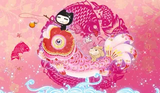 中国过年风格年年有鱼flash卡通...