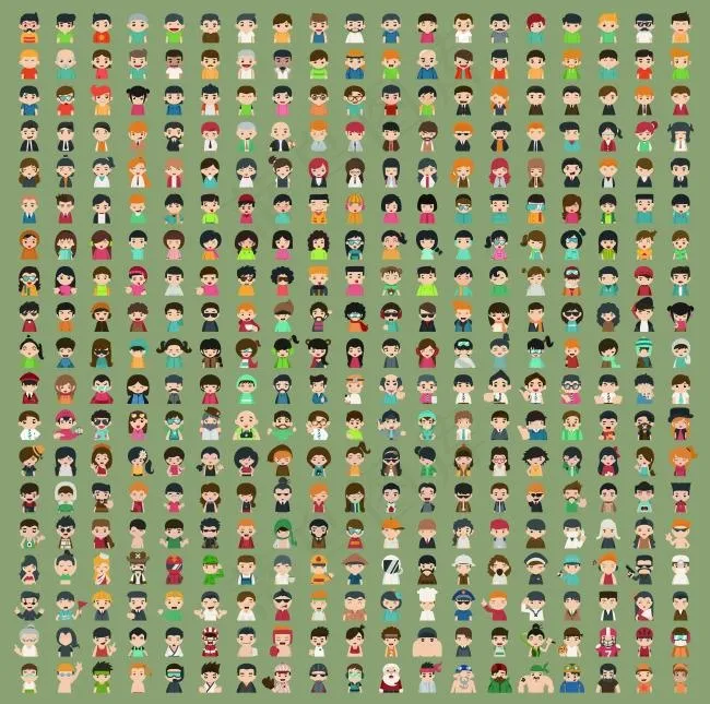 400人小人素材eps,ai矢量模版下载