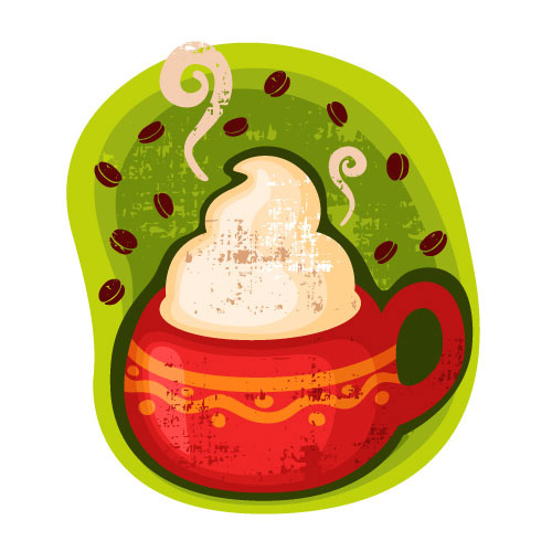 卡通咖啡杯贴01—矢量素材