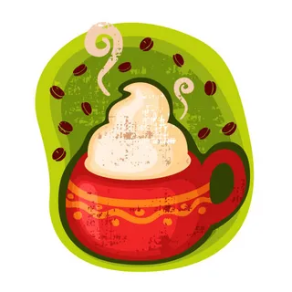 卡通咖啡杯贴01—矢量素材