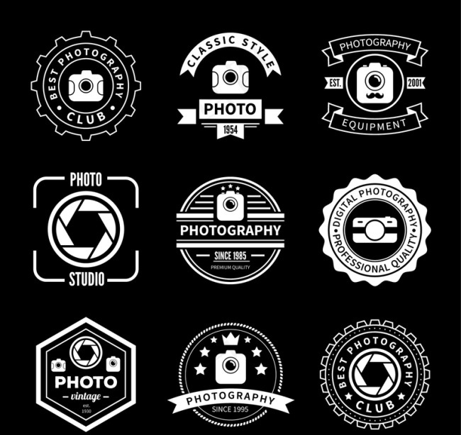 白色摄影俱乐部标志矢量图